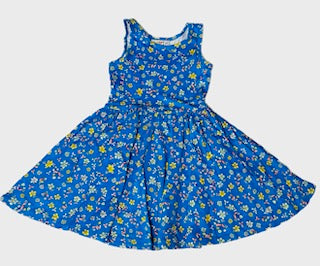 Tiny Flowers on Blue EMPIRE DRESS