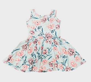 Soft Peach Flowers Tank Dress