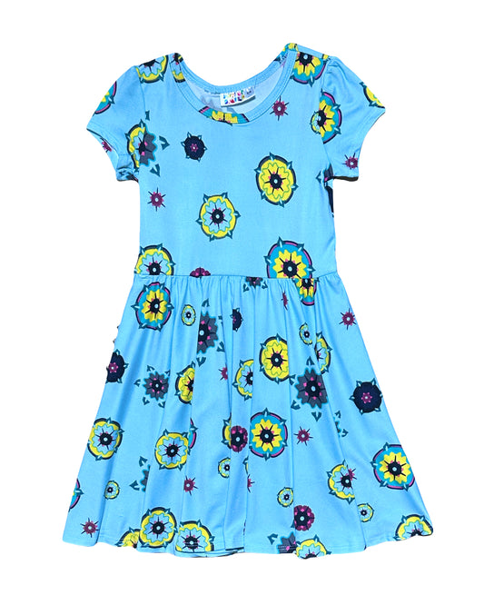 Mandala Inspired Twirl Dress for Little Girls