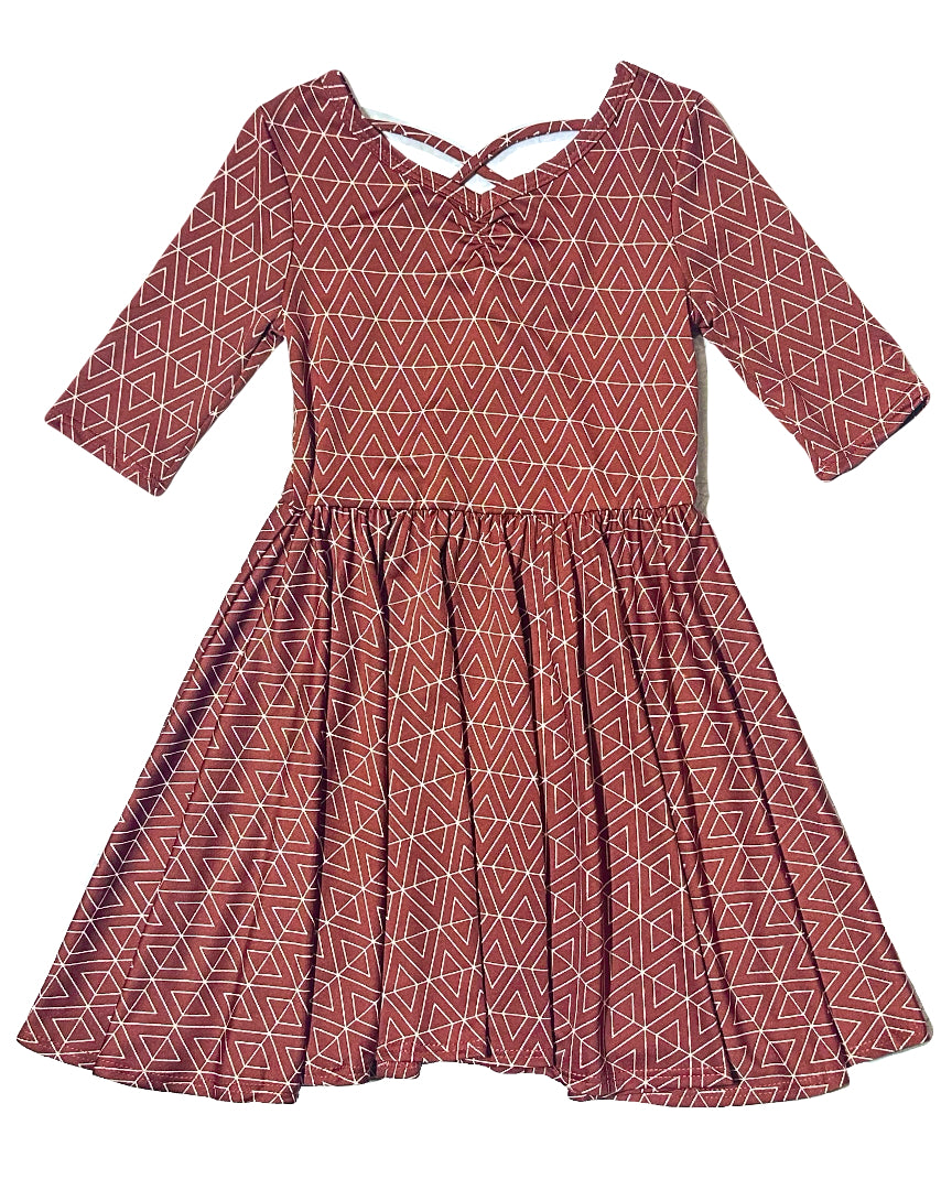 DotDotSmile Ballerina Dress in rust diamond print – holiday outfit for girls