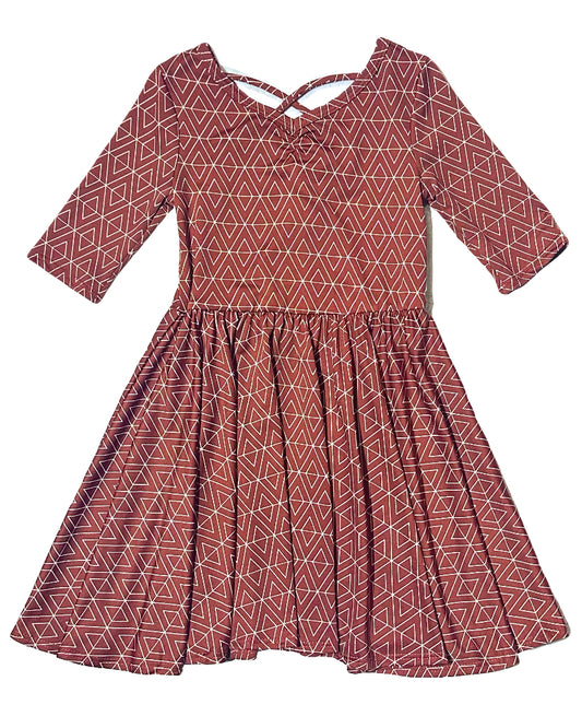 DotDotSmile Ballerina Dress in rust diamond print – holiday outfit for girls