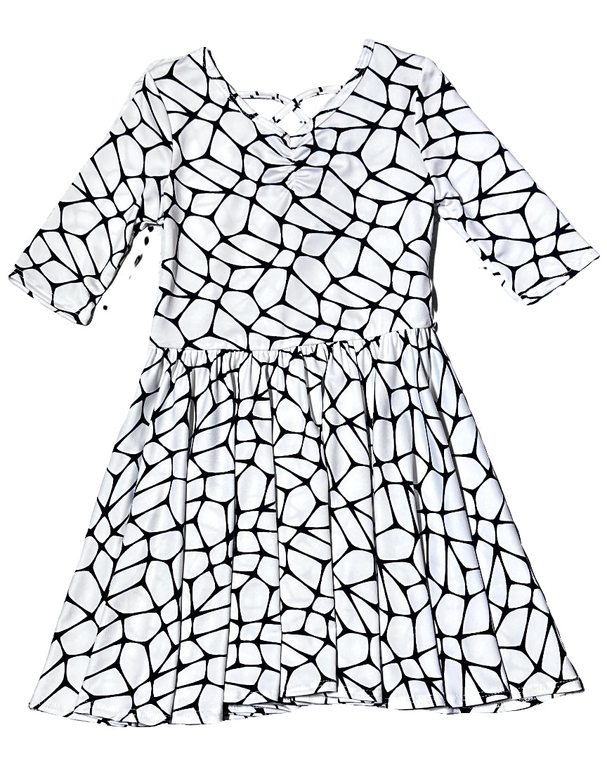 Stained Glass Ballerina Dress | Girls Black and White Twirl Dress | DotDotSmile