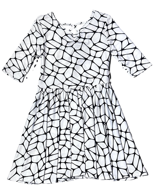 Stained Glass Ballerina Dress | Girls Black and White Twirl Dress | DotDotSmile