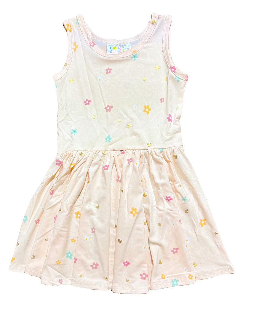 Muted Mini Flowers Tank Dress