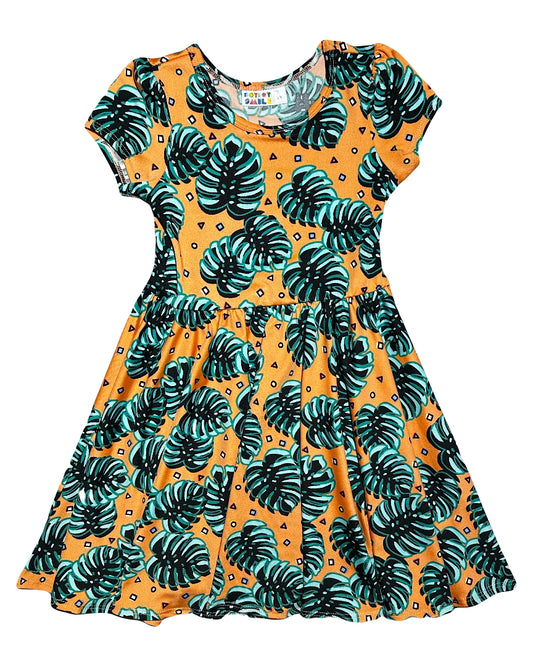 Golden Palm Paradise Cap Dress