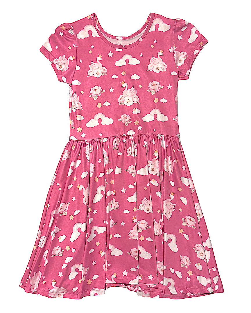 Swan Princess Skies Pink Cap Dress