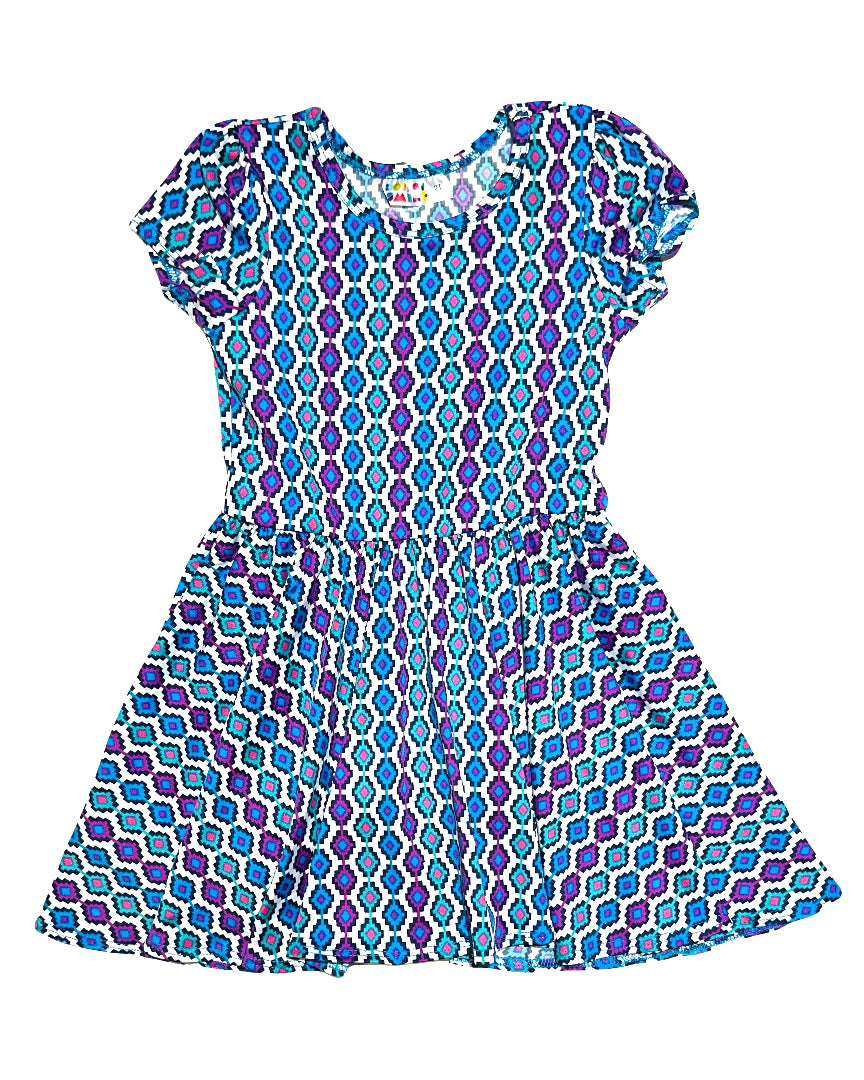 Blue Jewel Geometric Cap Dress