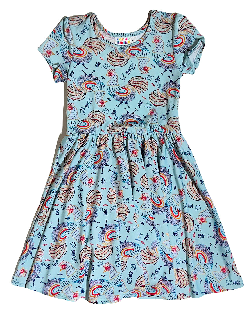 Rainbow Rooster Cap Dress 🐓🌈✨