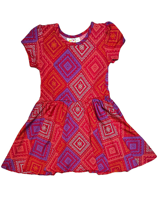 Saffron Sunset Geometric Cap Dress