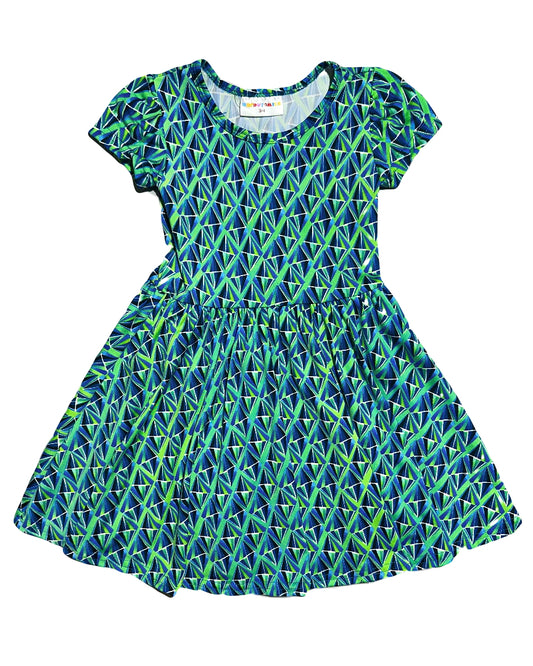 Emerald Prism Cap Dress