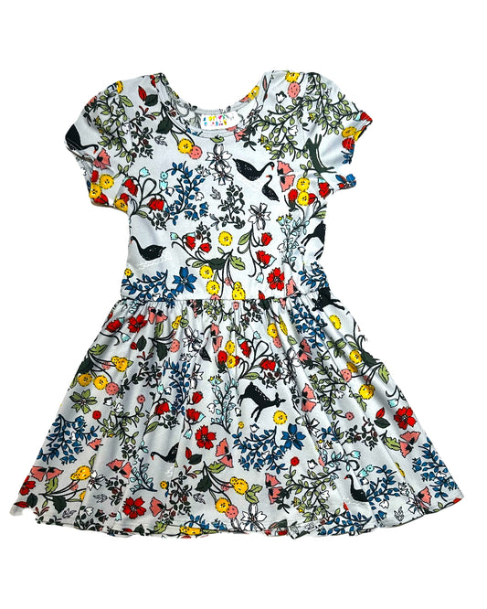 Floral Fawn Cap Dress