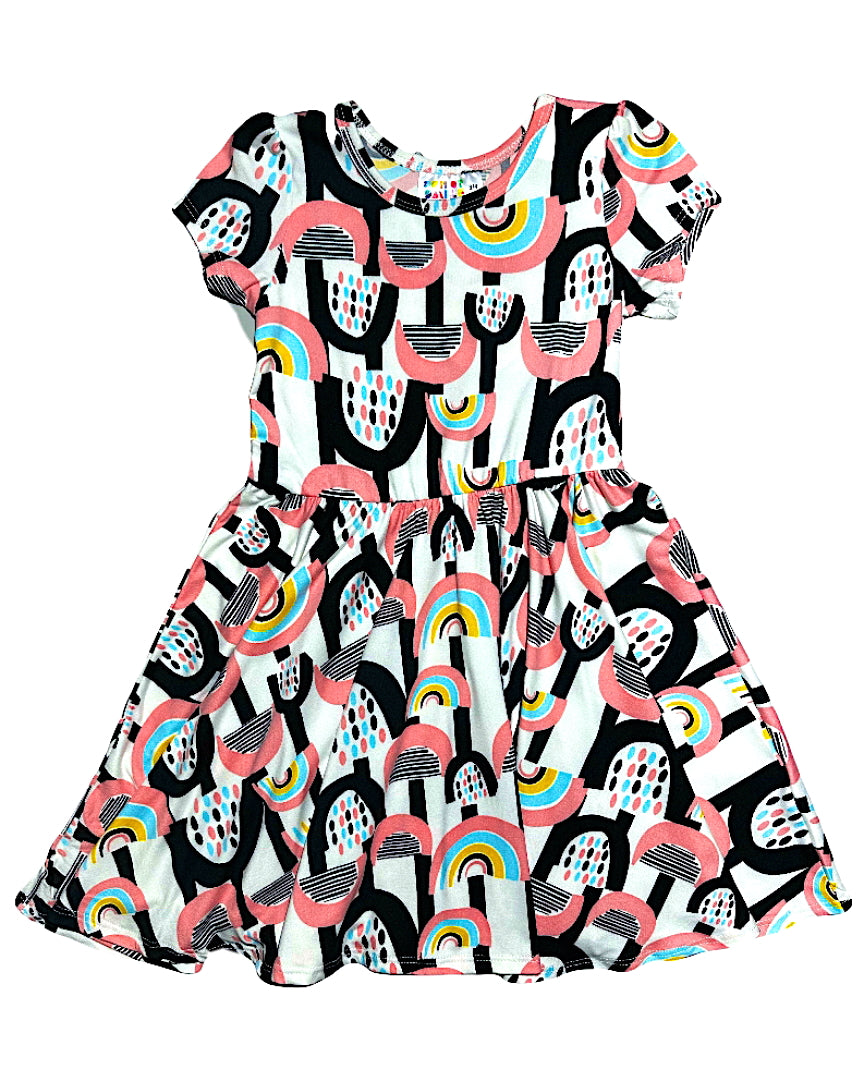 Painted Pink Rainbows Cap Dress