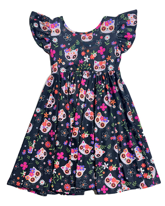 Midnight Garden Kittens Empire Dress 🐈‍⬛🌙 🌸