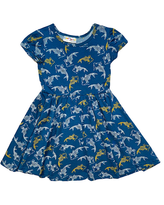 Koi Fish Cascade Cap Dress