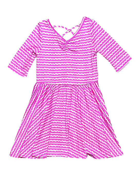Pink Wavy Stripes Ballerina Dress