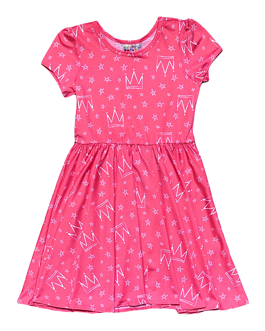 Pink Princess Crowns Cap Dress 👑✨