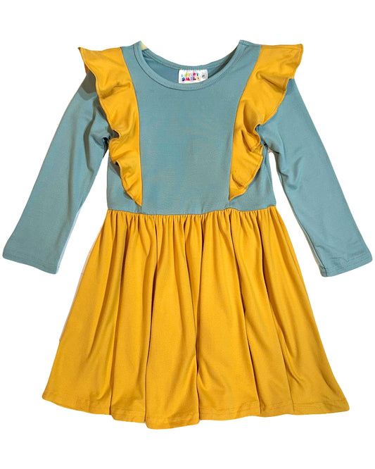 Golden Harvest Ruffle Dress 🍂✨🌻