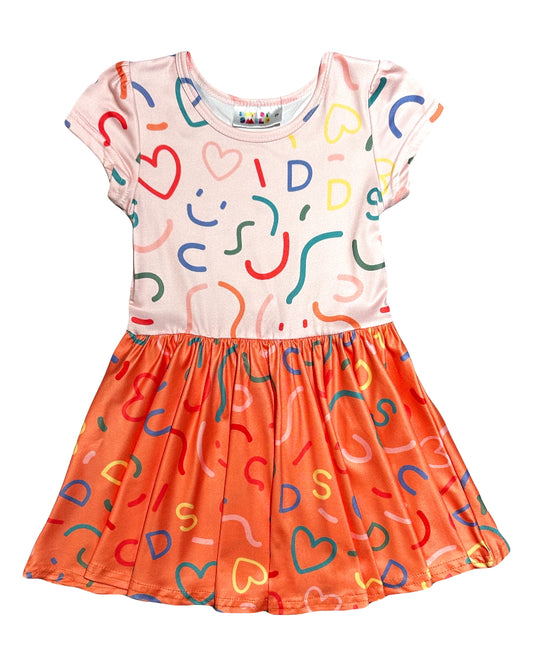 Squiggles & Smiles Cap Dress