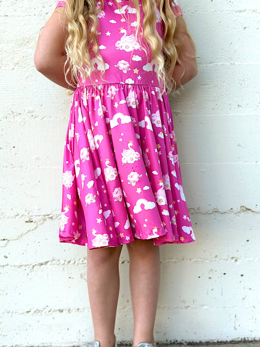 Swan Princess Skies Pink Cap Dress