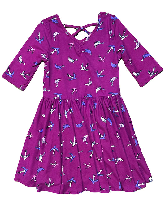 Violet Sky Sparrows Ballerina Dress