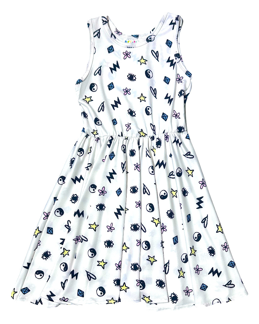 Yin & Yang Vibes Tank Dress | Girls Cosmic Twirl Dress | DotDotSmile