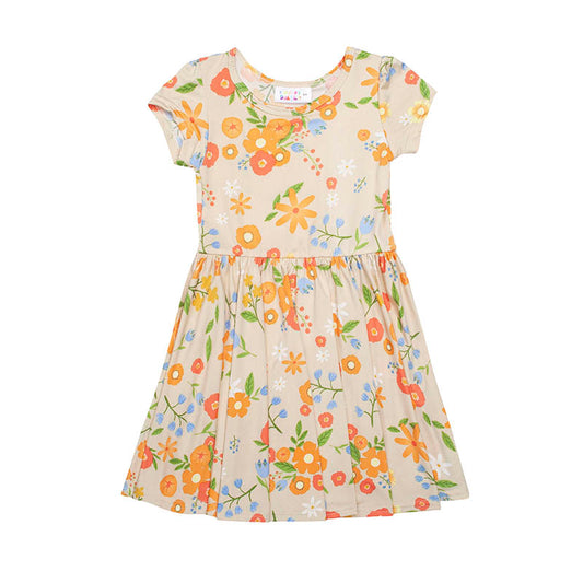 Fun Fall Floral Cap Dress