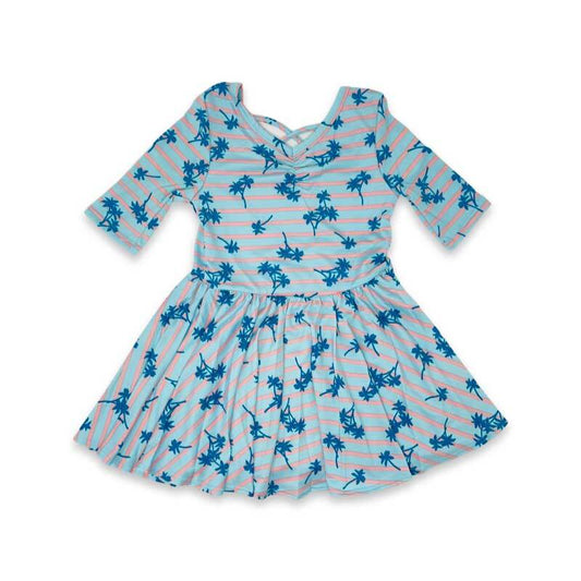 Blue Palm Tress Ballerina Dress
