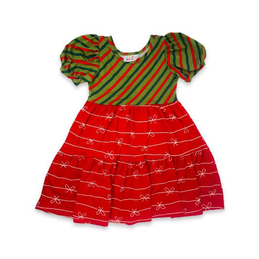 Stripe Gift Wrap Tier Dress