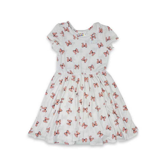 White and Pink Bows Cap Dress
