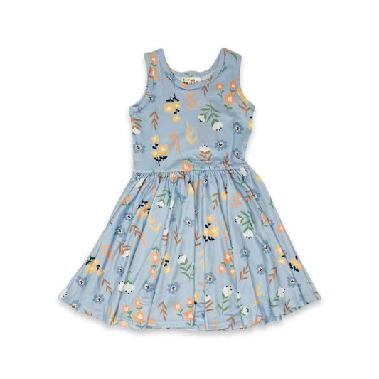Dusty Blue Floral Tank Dress