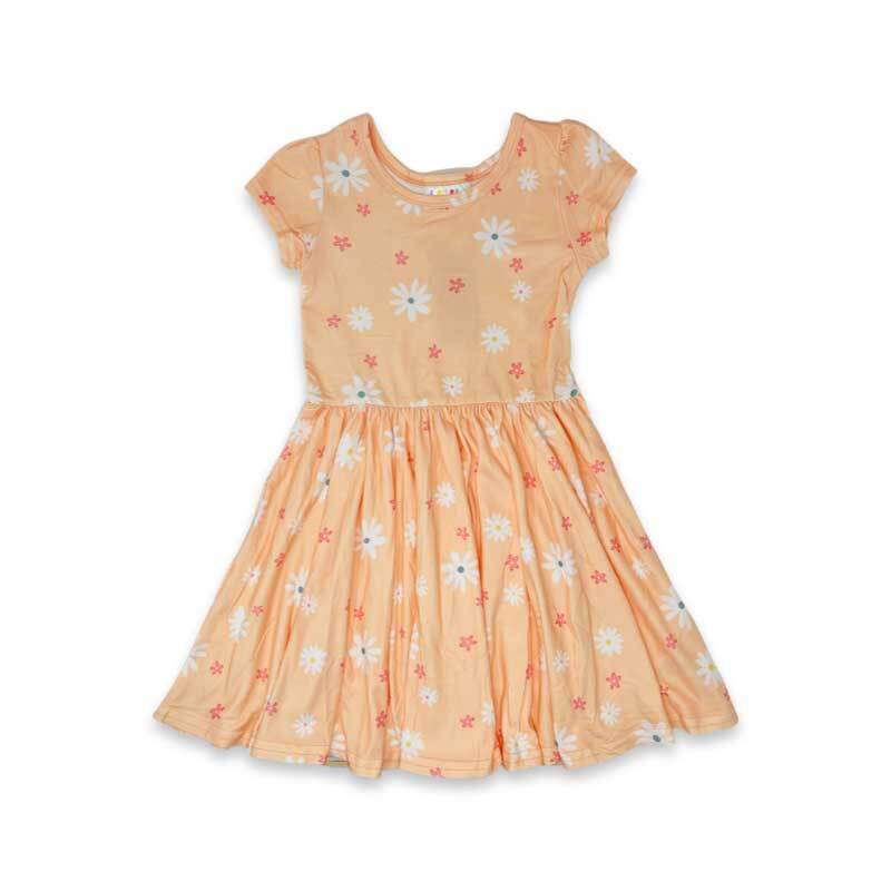 Peach Daisy Cap Dress