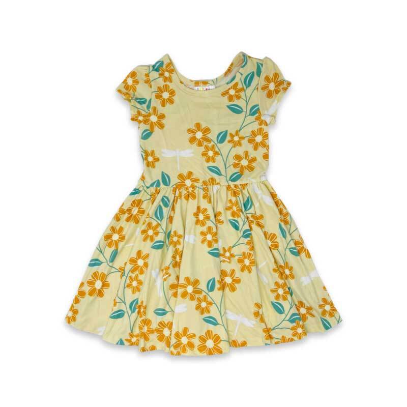 Yellow Dragonfly Cap Dress