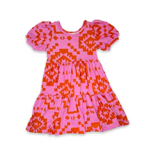 Rhombus Pink Tier Dress