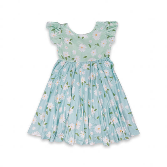 Two-Tone Mint Daisies Empire Dress