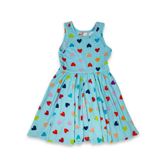 Blue Rainbow Hearts Tank Dress