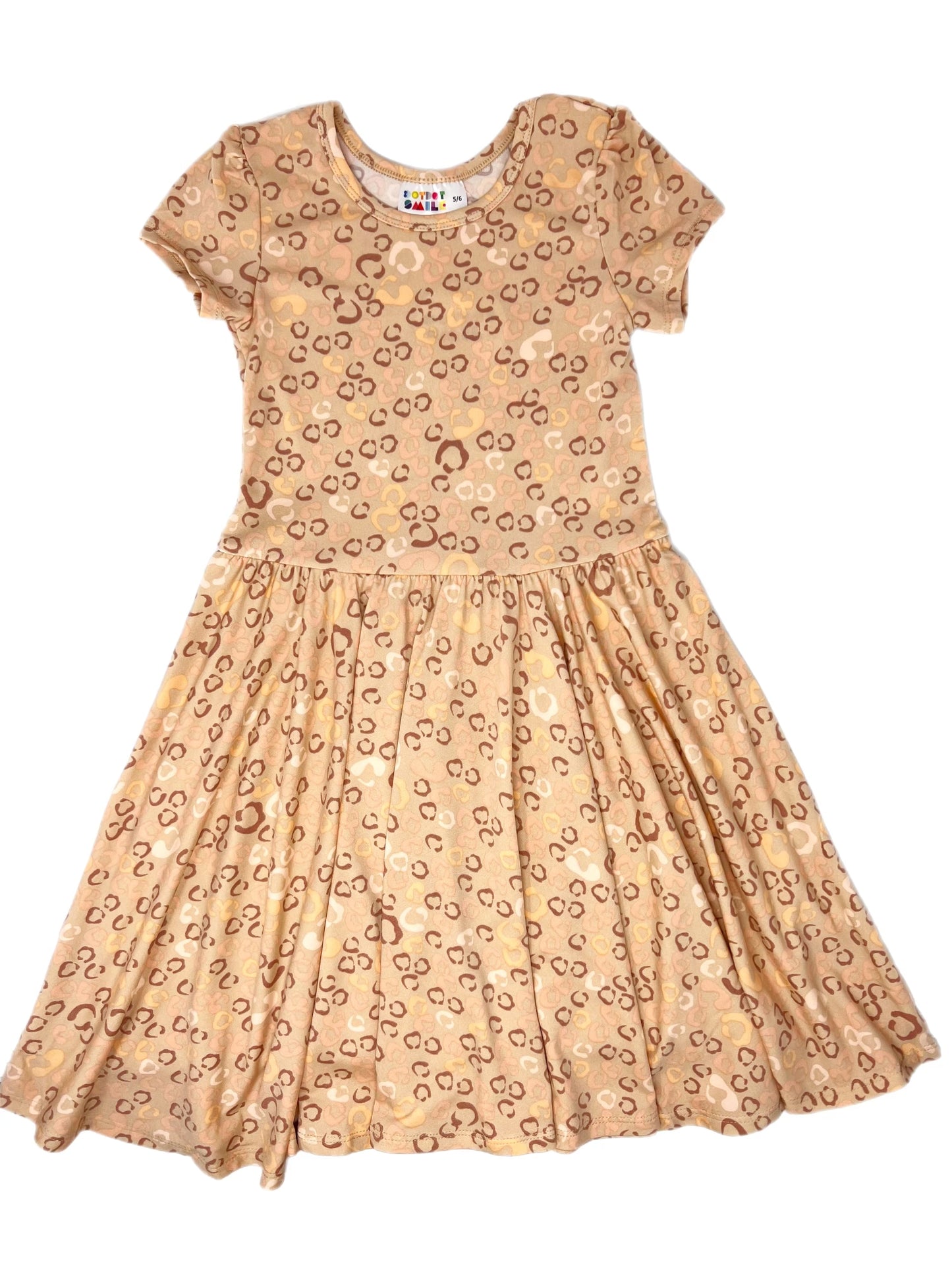 Peach Cheetah Cap Dress