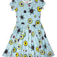 Geometric Flowers Cap Dress
