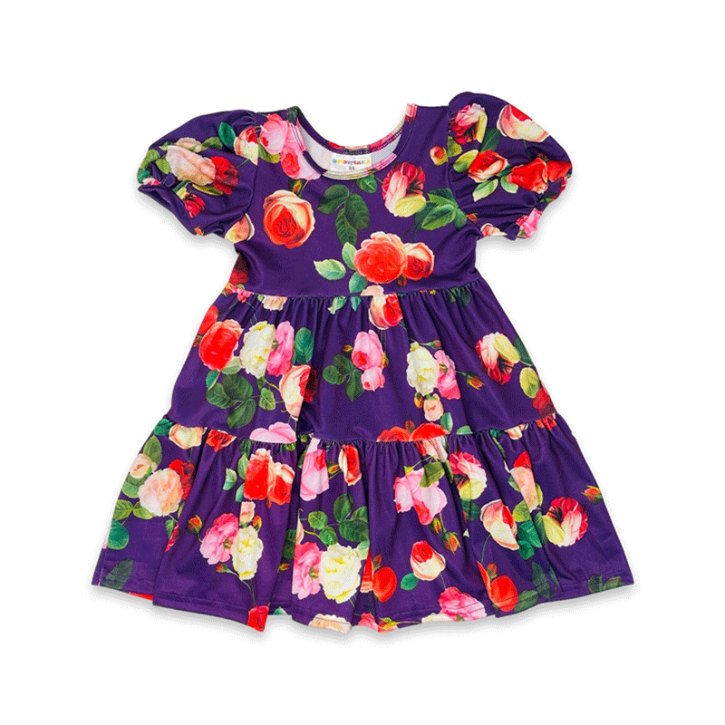 Purple Roses Tier Dress