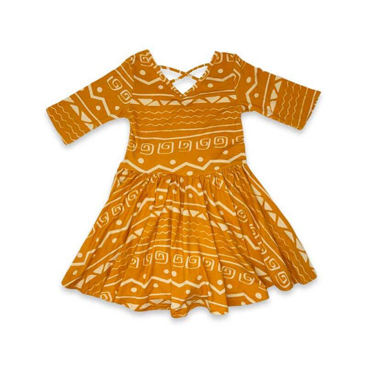 Burnt Orange Aztec Ballerina Dress