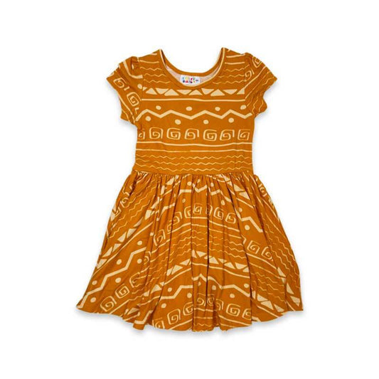 Burnt Orange Aztec Cap Dress