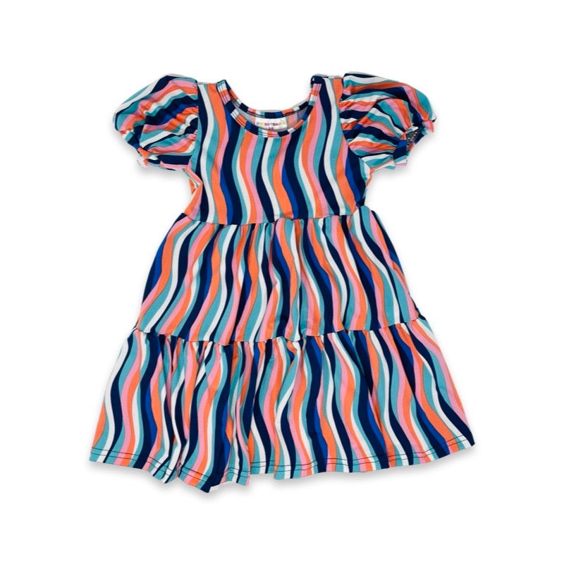 Retro wave Stripes Tier Dress