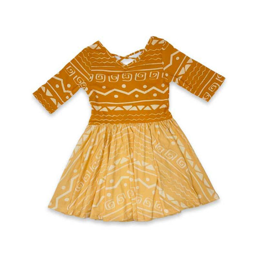 Burnt Orange and Tangerine Aztec Ballerina Dress