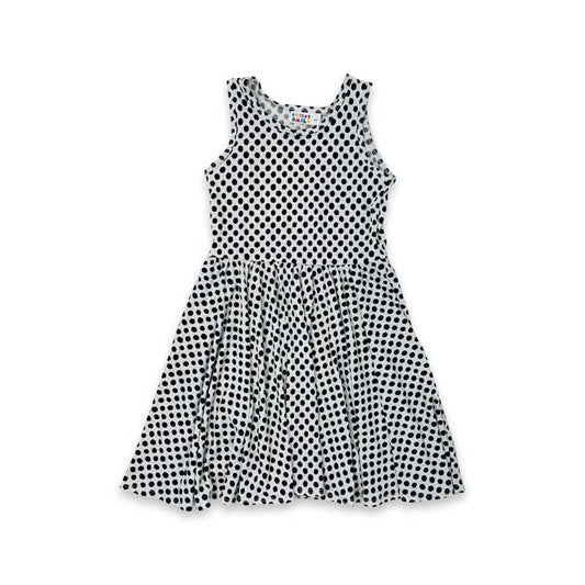 White and Black Polka Dots Cap Dress